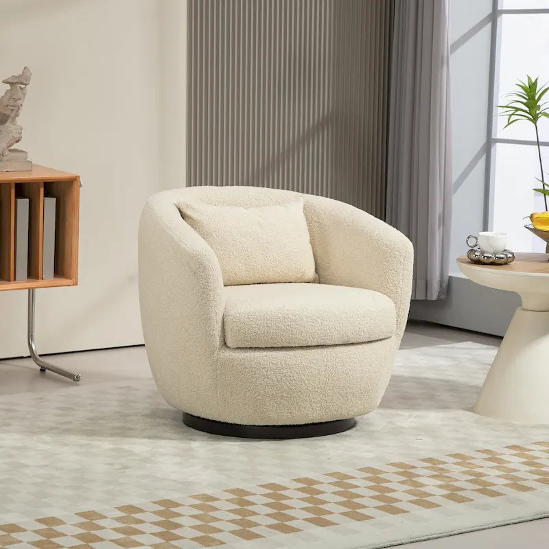 Poltrona a botte girevole imbottita Beige 37.2 con contenitore e design ergonomico
