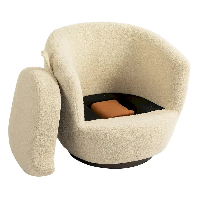 Poltrona a botte girevole imbottita Beige 37.2 con contenitore e design ergonomico
