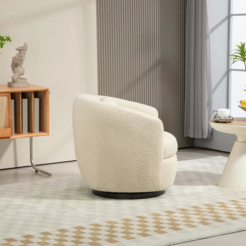 Poltrona a botte girevole imbottita Beige 37.2 con contenitore e design ergonomico