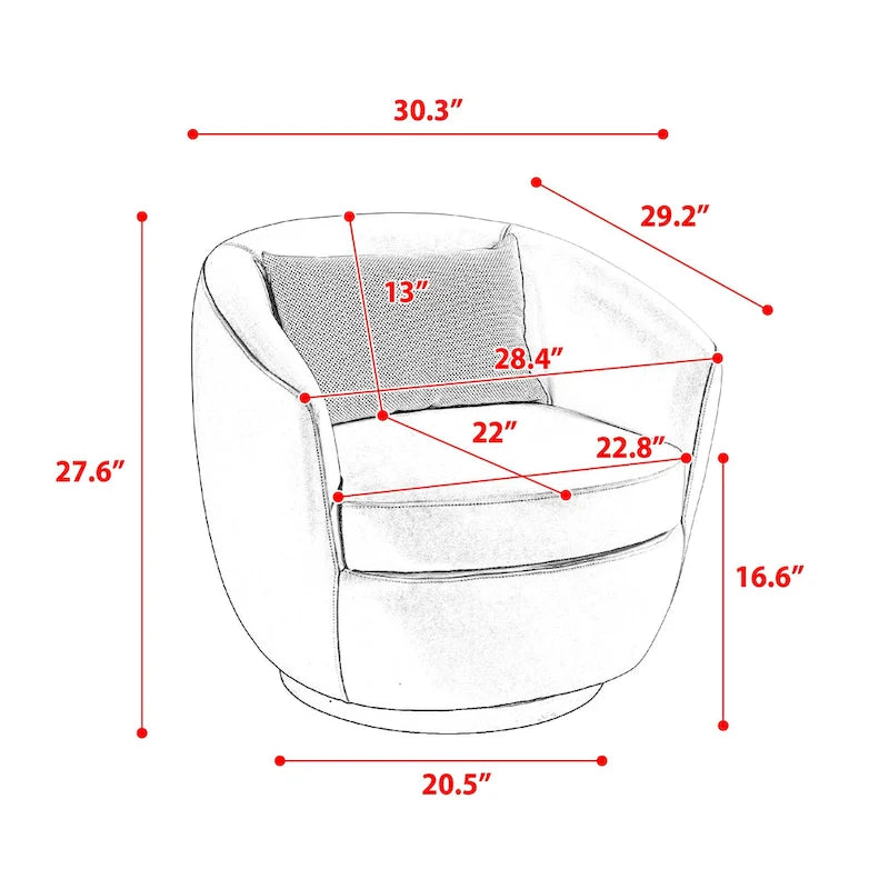 Poltrona a botte girevole imbottita Beige 37.2 con contenitore e design ergonomico