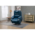Poltrona reclinabile blu oversize in pelle PU con alzata assistita, massaggio, riscaldamento, reclinazione completa