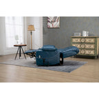 Poltrona reclinabile blu oversize in pelle PU con alzata assistita, massaggio, riscaldamento, reclinazione completa