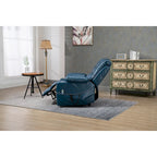 Poltrona reclinabile blu oversize in pelle PU con alzata assistita, massaggio, riscaldamento, reclinazione completa