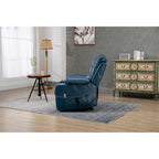 Poltrona reclinabile blu oversize in pelle PU con alzata assistita, massaggio, riscaldamento, reclinazione completa