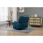 Poltrona reclinabile blu oversize in pelle PU con alzata assistita, massaggio, riscaldamento, reclinazione completa