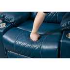 Poltrona reclinabile blu oversize in pelle PU con alzata assistita, massaggio, riscaldamento, reclinazione completa