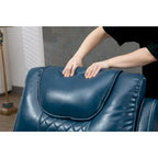 Poltrona reclinabile blu oversize in pelle PU con alzata assistita, massaggio, riscaldamento, reclinazione completa