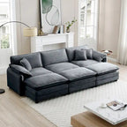 6-piece Corduroy Upholstered Modular Sleeper Sectional Sofa with 3 Removable Ottoman and 5 Pillows, Free Combination
