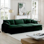 6-piece Corduroy Upholstered Modular Sleeper Sectional Sofa with 3 Removable Ottoman and 5 Pillows, Free Combination