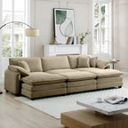 6-piece Corduroy Upholstered Modular Sleeper Sectional Sofa with 3 Removable Ottoman and 5 Pillows, Free Combination