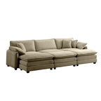 6-piece Corduroy Upholstered Modular Sleeper Sectional Sofa with 3 Removable Ottoman and 5 Pillows, Free Combination