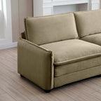 6-piece Corduroy Upholstered Modular Sleeper Sectional Sofa with 3 Removable Ottoman and 5 Pillows, Free Combination