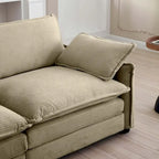 6-piece Corduroy Upholstered Modular Sleeper Sectional Sofa with 3 Removable Ottoman and 5 Pillows, Free Combination