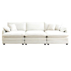 6-piece Corduroy Upholstered Modular Sleeper Sectional Sofa with 3 Removable Ottoman and 5 Pillows, Free Combination
