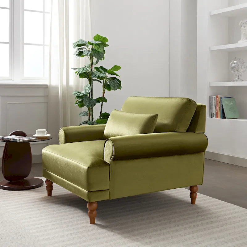 37.8 Velvet Accent Chair with Ergonomic Lumbar Support