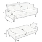 74.41 Inch Teddy Velvet sofa bed with Separate adjustment backrest and Storage Function