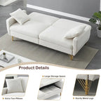 74.41 Inch Teddy Velvet sofa bed with Separate adjustment backrest and Storage Function