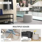 Round Storage Ottoman Coffee Table with Flip Top Tray, Gray