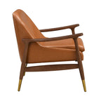 Modern PU Leather Accent Leisure Chair Solid Wood Frame Mid Century Style