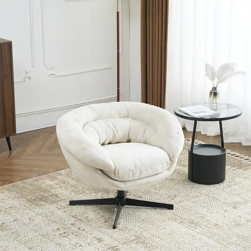 Chenille Upholstered Swivel Club Chair