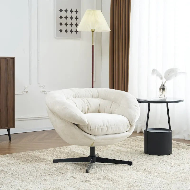 Chenille Upholstered Swivel Club Chair