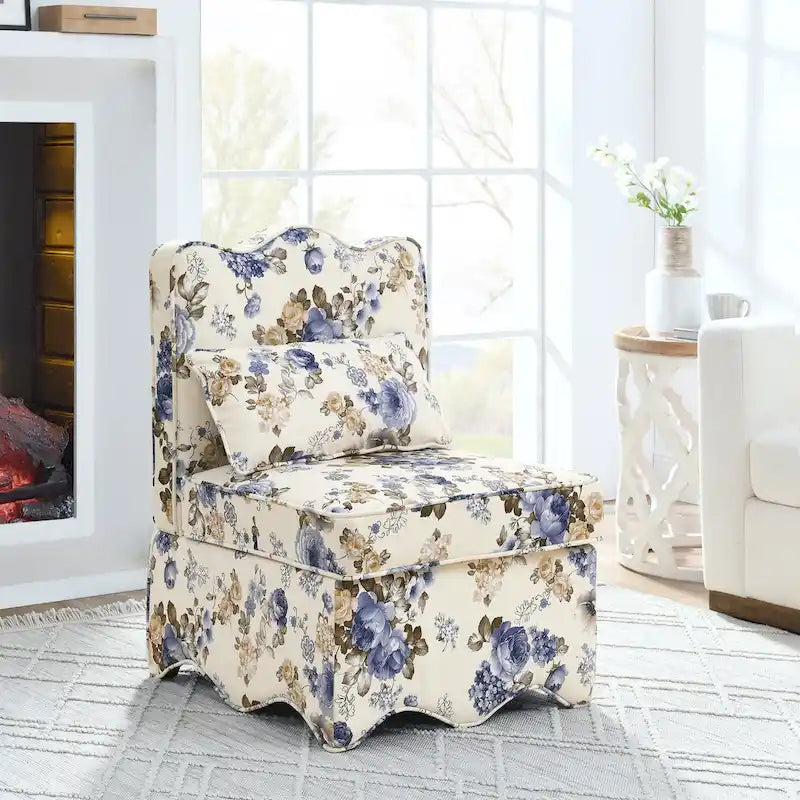 Velvet single dining chair with soft seat cushion
