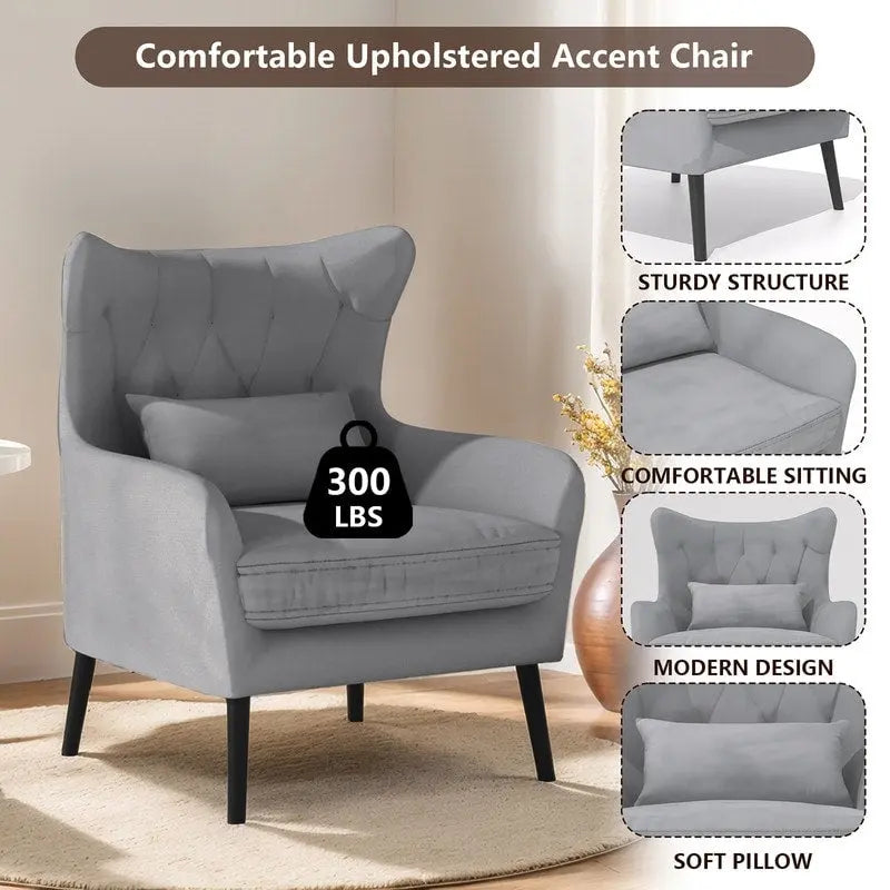 Velvet Accent Chair Comfy Oversized Reading For Living Room(Set of 2)