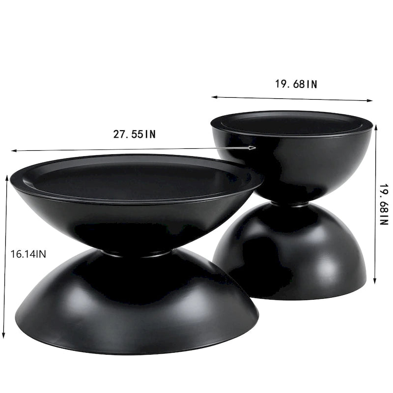 Round Storage Coffee Tables with Metal Frame (Set of 2)