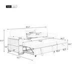 Stylish and Functional Light Chaise Lounge Sectional with Storage Rack Pull-out Bed Drop Down Table and USB Charger Beige