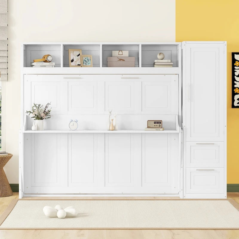 Letto a scomparsa Queen Size con armadio e cassetti