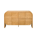 Wooden Sideboard Buffet Cabinet with Curvy Edge & Adjustable Shelves
