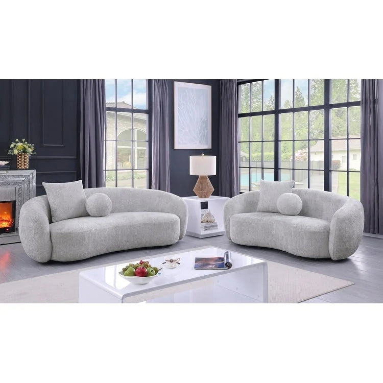 Divano a 2 posti e divanetto in tessuto Teddy di alta qualità