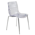 Astor Acrylic Dining Chair with Chrome Legs Modern Accent Side Chair Water Ripple Design Seats