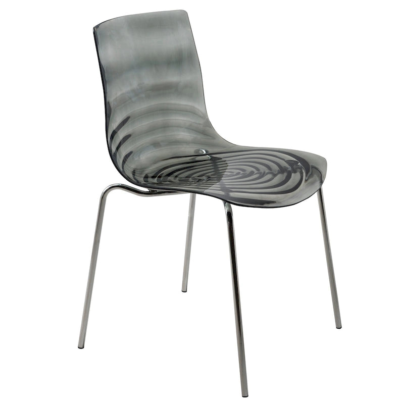 Astor Acrylic Dining Chair with Chrome Legs Modern Accent Side Chair Water Ripple Design Seats