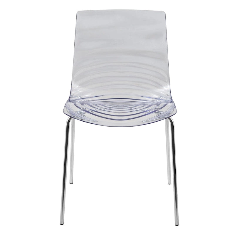 Astor Acrylic Dining Chair with Chrome Legs Modern Accent Side Chair Water Ripple Design Seats