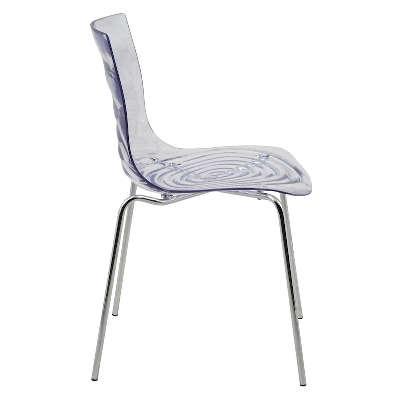 Astor Acrylic Dining Chair with Chrome Legs Modern Accent Side Chair Water Ripple Design Seats