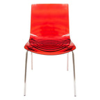 Astor Acrylic Dining Chair with Chrome Legs Modern Accent Side Chair Water Ripple Design Seats