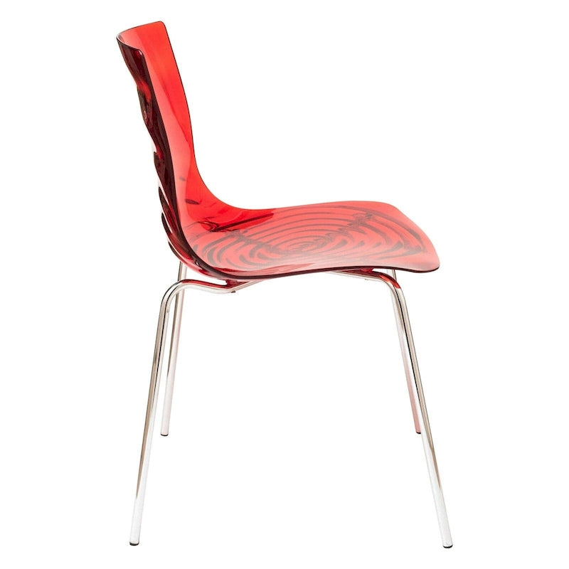 Astor Acrylic Dining Chair with Chrome Legs Modern Accent Side Chair Water Ripple Design Seats