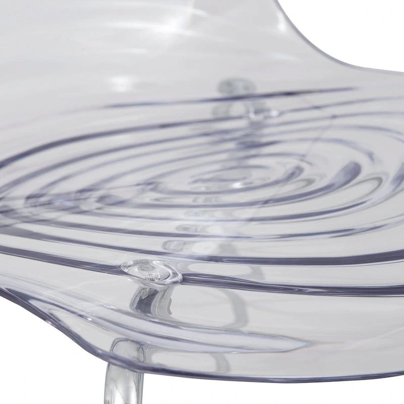 Astor Acrylic Dining Chair with Chrome Legs Modern Accent Side Chair Water Ripple Design Seats