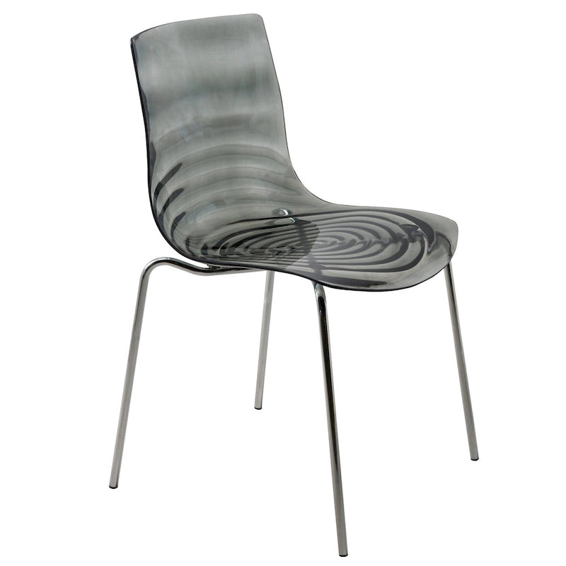 Astor Acrylic Dining Chair with Chrome Legs Modern Accent Side Chair Water Ripple Design Seats