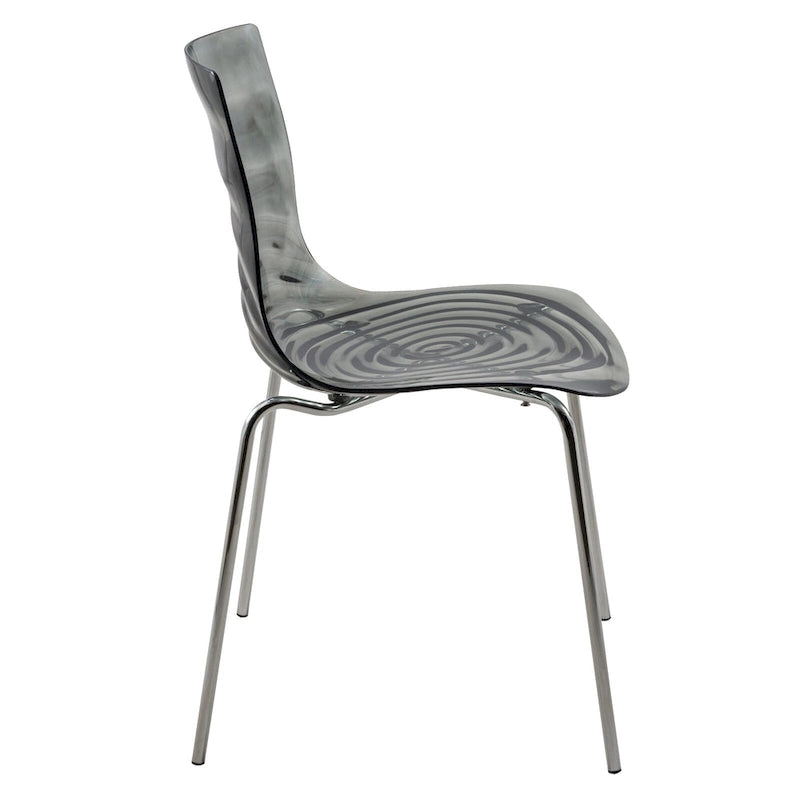 Astor Acrylic Dining Chair with Chrome Legs Modern Accent Side Chair Water Ripple Design Seats