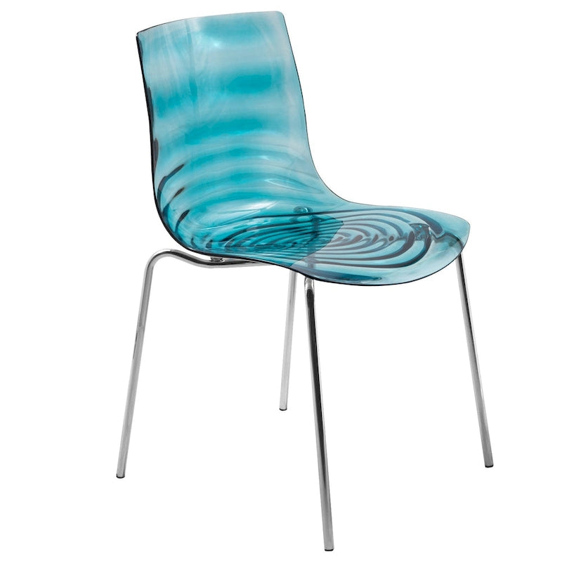 Astor Acrylic Dining Chair with Chrome Legs Modern Accent Side Chair Water Ripple Design Seats
