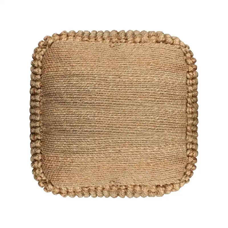 HomeRoots 18 Natural Jute Blend Cube Pouf Ottoman
