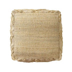 HomeRoots 18 Natural Jute Blend Cube Quatrefoil Pouf Ottoman
