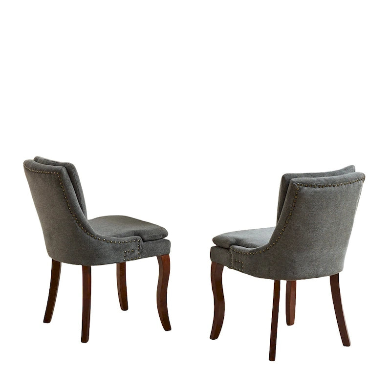 Sedie da Pranzo Imbottite in Tessuto ciniglia con Gambe in Legno Massello (Set da 2)