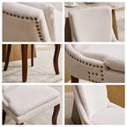 Sedie da Pranzo Imbottite in Tessuto ciniglia con Gambe in Legno Massello (Set da 2)