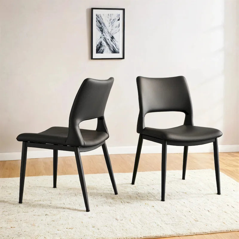 Set di 2 sedie da pranzo moderne e minimaliste in pelle PU