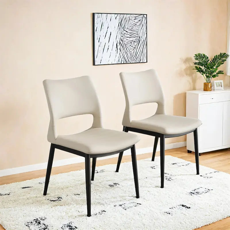 Set di 2 sedie da pranzo moderne e minimaliste in pelle PU