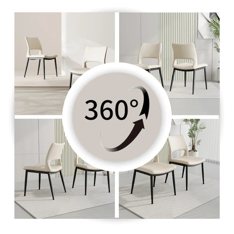 Set di 2 sedie da pranzo moderne e minimaliste in pelle PU