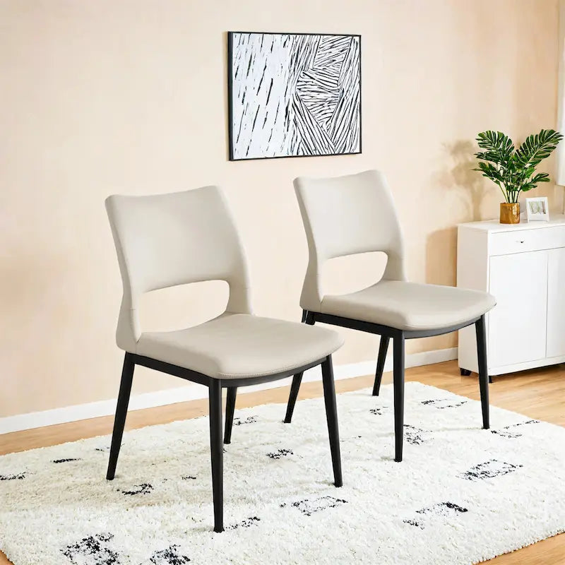 Set di 2 sedie da pranzo moderne e minimaliste in pelle PU